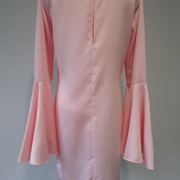 NEW Venus Pink Silky Bell Sleeve Mini Party Dress - Picture 7 of 8